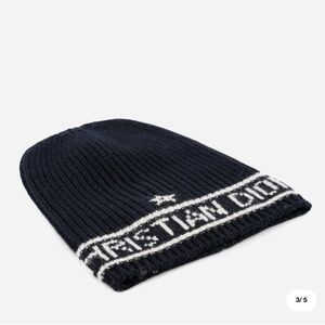 Christian Dior Wool & Cashmere Blend Beanie in Navy Blue
